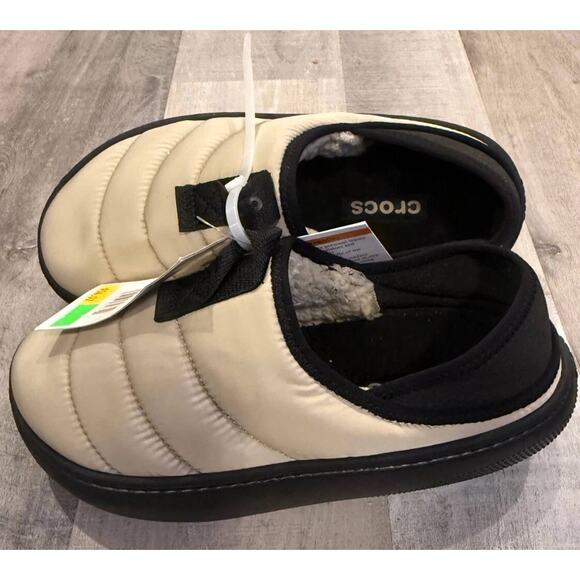 CROCS Shoes - Crocs Classic Puff Moc Slipper Size M5/W7 Beige EVA Rubber Sole Casual Slip On